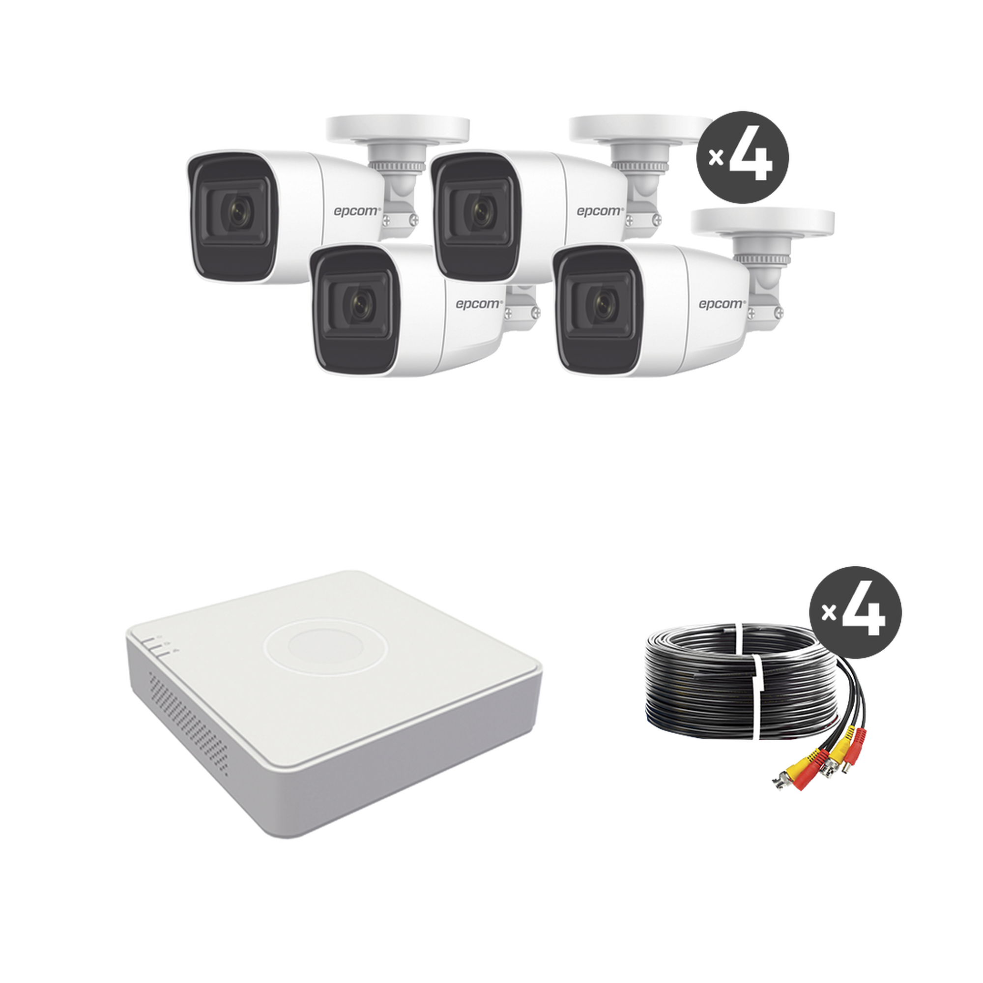 B8-KIT-MIC|(MICR?ôFONO Integrado) Kit TurboHD 1080p Lite / DVR 4 canales / Audio por Coaxitron / 4 C?ímaras Bala de Metal con Micr??fono Integrado